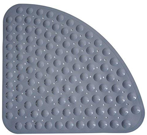 Bathsafe Sector Rubber Corner Shower Mat Anti-slip Quadrant Bath Mat Anti-Bacterial Suction Mat for Shower or Tub,Non-slip Bathtub Mat,53x53CM,Grey