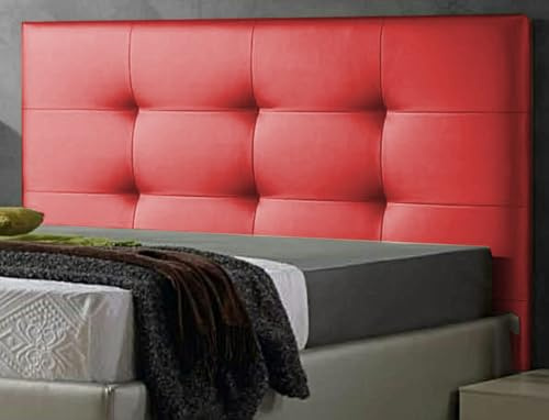DecorQUALITY ED Cabecero Cama 135 Cabezal Acolchado cabeceros tapizado cabecera Polipiel cómodo Moderno y Resistente Mod. Texas Todas Las Medidas y Colores (Rojo, 135 * 70)