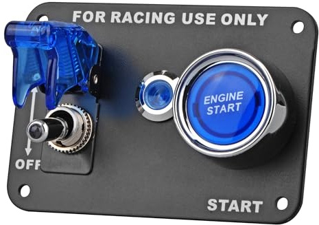DC12V 20A / 50A Universal auto schalttafel für rennwagen Zündschalter + kippschalter startknopf mit kontrollleuchte (Blau)