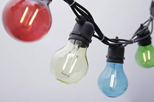 hellum LED Party Lichterkette außen dimmbar mit Timer, LED Glühbirnen Lichterkette mit Fernbedienung beleuchtete 4,5m, 10 Lampen Bunt Partybeleuchtung für Biergarten Zimmer 578638