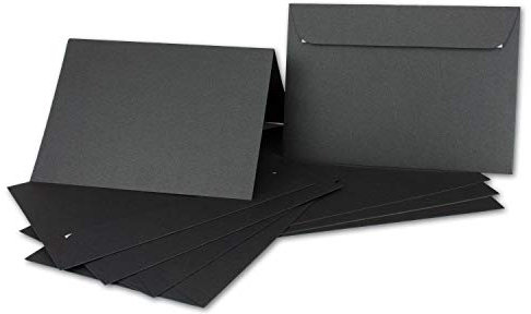 ARTOZ NORDANA 50x DIN A5 Faltkarten-Set mit DIN C5 Umschlägen - black glow - 300 g/m² - 14,8 x 21 cm - schimmerndes Papier zum Basteln & Drucken