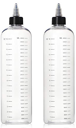 Segbeauty 2 Stück Haarfärbeflaschen, 500 ml Haarfarben-Quetschflasche mit Messskala mit abgestuftem Verhältnis, nachfüllbares, leeres Plastik-Leerstoff-Färbemittel für den Salon