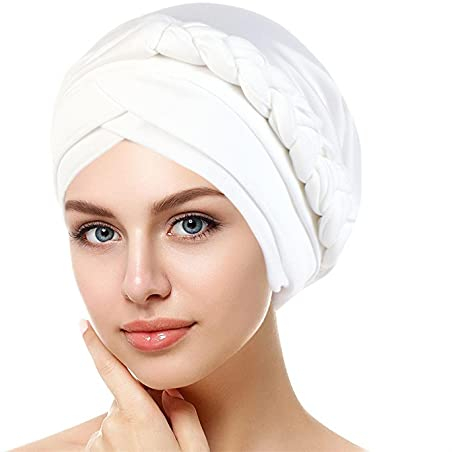Zhiyao Beanie Damen Chemo Mützen Hijab Geflecht Kopfbedeckung Vorgebundene Haube Turban Knoten Mütze Kappe Hut für Frauen