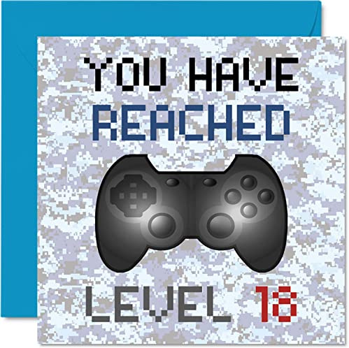 Stuff4 Geburtstagskarte zum 18. Gamer, You Have Reached Level 18 | Jungen Geburtstagskarten, Teenager Spiele Geburtstag Grußkarten, Videospiel, Tochter, Sohn, Erwachsene, Enkelin