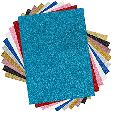 XNSHUN Glitzer Plotterfolie Textil, 10 Stück Heat Transfer Vinyl Plotter Flexfolie Textil 30.5 cm*25 cm, Druckmaschine Für Textilien Transferfolie Zum Aufbügeln Für DIY T-Shirt, Stoffe (10 Farben?