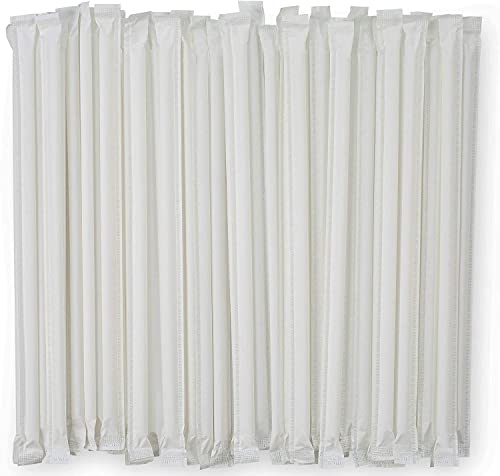 Disposable Plastic Straws 500 Count - 7.75 Inch Individually Wrapped Translucent Drinking Straws - Clear Plastic Straw for Cocktails Coffee Milkshakes Beverages Parties Restaurants