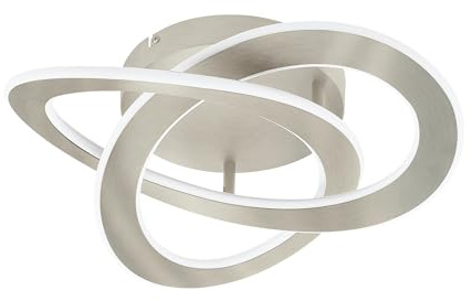 EGLO LED Deckenlampe Rolimare, Deckenleuchte mit geschwungenen RIngen | Wohnzimmerlampe aus Aluminium in Nickel-matt und Kunststoff in weiß, Lampe Decke neutralweiß