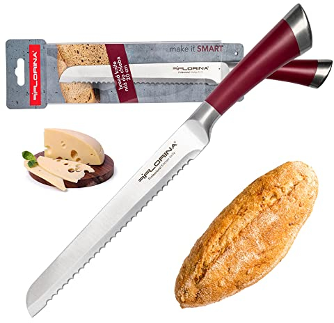 Brotmesser Smart, Edelstahlklinge, Klingenlänge 20cm, Klingenblatt mit scharfem Wellenschliff, rostfrei, lebensmittelecht, extra scharfe Schneide, Küchenmesser, Messer