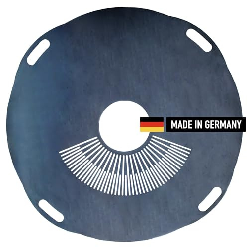 Dynamic-Wave Premium Feuerplatte 80 cm - 5mm dick - Grillring & BBQ-Platte (mit Feinem Grillrost) & 4 Handgriffen - Ultimatives Grilldisk-Erlebnis für Feuertonnen & Feuerring