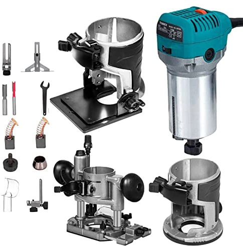 VEVOR Rifilatore Elettrico 710W Fresatrice Compatta Rifilatore per Legno 10000-30000RPM Rifilatrice per Legno Multifunzione con Base Affondamento e Base Inclinata