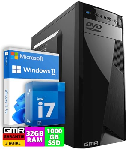 Intel i7 - Business Office Multimedia Computer mit 3 Jahre Garantie! | 16 GB RAM | 512GB SSD | USB 3.0 | Windows 11 Prof. 64-Bit | WiFi 600 und Bluetooth 5
