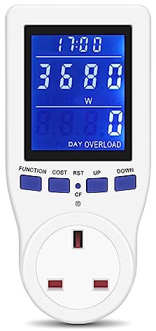 SEAFRONT Plug Power Meter Electricity Usage Monitor Volt Amps Watt KWh Consumption Plug in Socket Power Meter Electrical Analyz Power Watt Voltage Amps Meter 8 Modes