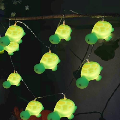 Riaxuebiy Niedliche Schildkröte Lichterketten USB und Batteriebetriebenes Grün Schildkröte Nachtlicht für Indoor Home Party Kinder Kinder Schlafzimmer Dekoration (Batterie und USB-betrieben)