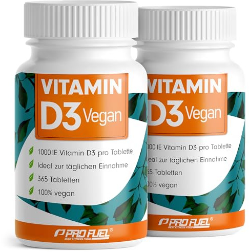 Vitamin D3 VEGAN 1000 IE - 730 Tabletten - Vitamin D3 optimal hochdosiert mit Premium-Rohstoff RAWD3® - für Immunsystem, Knochen & Zähne - laborgeprüft mit Zertifikat - 2x365 Tabletten