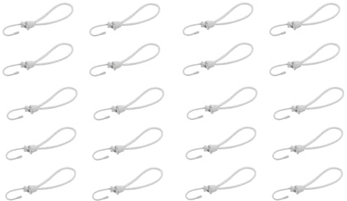 Set: 10-20 Stück Spanngummi mit Haken, 17cm Planenspanner mit Haken Schlinge, Extra Stark Gummiseile, Expanderhaken,Spanngurte Gummispanner für Planen, Zelte, weiß, schwarz (20 Stück weiß)