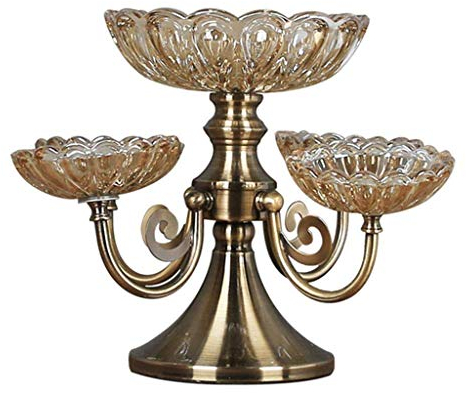 YOtat Plat À Fruits – Bol À Fruits en Verre, Plat À Bonbons De Décoration De Salon, Plateau À Collation À 2 Couches De Grande Capacité