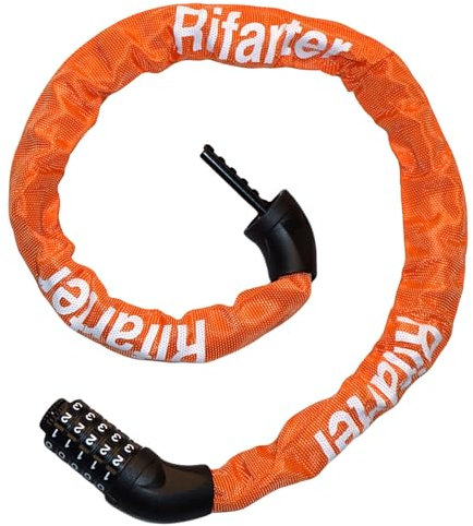 Rifarter Bike Lock Chain Heavy Duty, 5 Digit Combination Anti-Theft Bicycle Lock, 3.2 Feet Long Security Resettable Bike Locks for Road, Mountain Bike, Scooter, Motorcycle, Door, Gate, Fence, Orange
