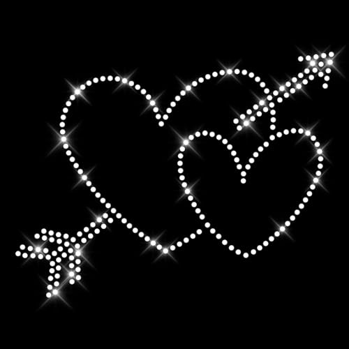 Glitzerdeals Bügelbilder Karneval Strass Herz mit Pfeil Herzen Aufbügler für Textilien Herzen Bügelmotiv Herz Strass Bügelbild Herzen