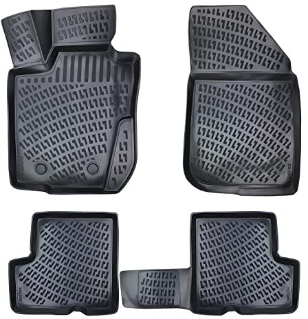 Rizline Passgenau 3D Fussmatten Kompatibel mit Dacia Logan & MCV 1. Gen 2004-2013 Passgenau Gummimatten Auto Zubehör 1. und 2. Reihe TPE Allwetter Geruchlos rutschfest Vorne & Hinten