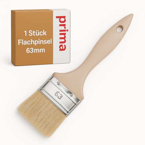 Flachpinsel 63 mm | Lackierpinsel & Lasurpinsel | Profi-Qualität | Synthetik-/Naturborsten | Holzgriff | für Lacke & Lasuren (1 Stück, 63mm)