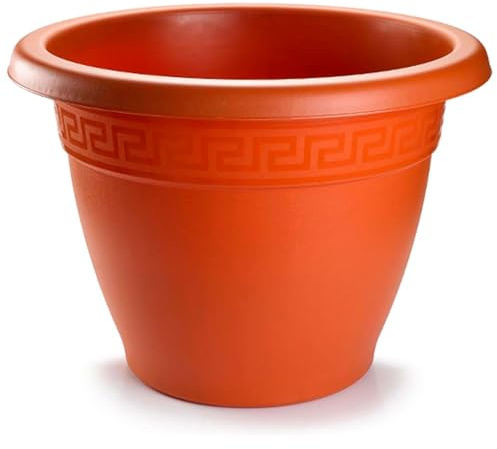 Acan Tradineur - Maceta Redonda Terracota - Fabricado en Plástico - Macetero Apto para Exterior e Interior del hogar - 60 cm - Color Marrón