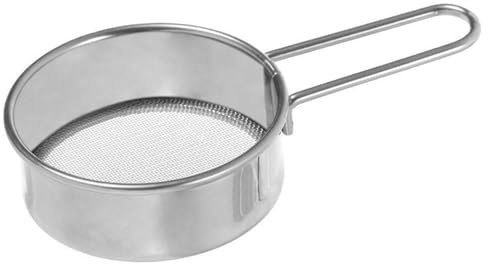 SMELEYOU Setaccio per farina, in acciaio inox, con manico lungo, setaccio a maglia fine, per lievito, zucchero, caffè, pasta, tè, colino, diametro 6,3 cm