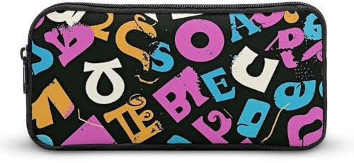 QWJKM Federmäppchen für Männer und Frauen, es gibt ein Buchstabenmuster, tragbares Federmäppchen, personalisierter Stifthalter, ästhetisches Stifteetui, Stiftebox, Schreibtisch-Organizer für Büro,