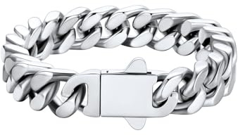 U7 Armband Silber Herren 12mm Miami Armkette Edelstahl Schicke Panzerkette Armbänder 21cm Männerarmband Kubanische Gliederarmband Mann Armschmuck für Geburtstag Vatertag