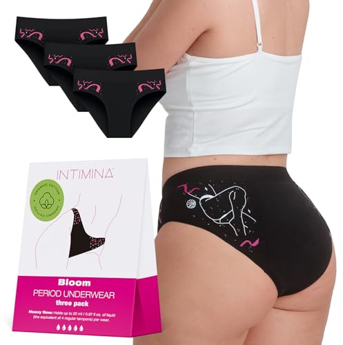 INTIMINA Bloom Periodenunterwäsche Starke Blutung Set für Ultimativen Auslaufschutz und Komfort (DE/NL/SE/PL, Alphanumerisch, M, Regular, Regular, 3, Black)