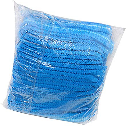 Qianly 100 Einweg Haarnetz Aus Nicht Gewebtem Haar, Kappe, Haarnetz, Staubdicht, Kopfbedeckung, Hut, Blau
