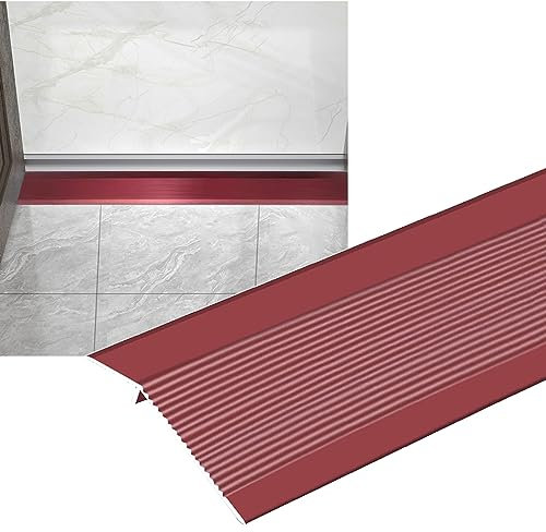 Aluminum Transition Ramp Threshold Strip for Tile Laminate Vinyl Flooring Easy to Install Black White Ideal for Kitchen Bedroom Bathroom Door Carpet Tile/Red/L