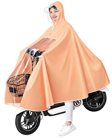 Yinhing Bicicleta Eléctrica Plegable, Reutilizable Chubasquero para Bicicleta Poncho para Bicicleta con Gorro para La Lluvia para Bicicleta Scooter Ciclismo,Adulto Naranja