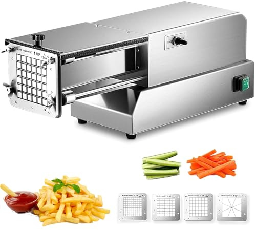 Cortadora De Alimentos Comercial, Cortador Eléctrico De Patatas Fritas De Acero Inoxidable Con 4 Hoja, Cortador de patatas y verduras, Cortador De Patatas Profesional Corta Patata