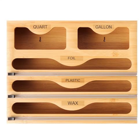 Foil Dispenser for Wall and Drawer, Wooden Foil Cutter Kitchen Foil Dispenser with Cutter, Aluminium Foil Dispenser and Freshness, Wooden Foil Dispenser, Cling Film Dispenser, Cling Film Dispenser