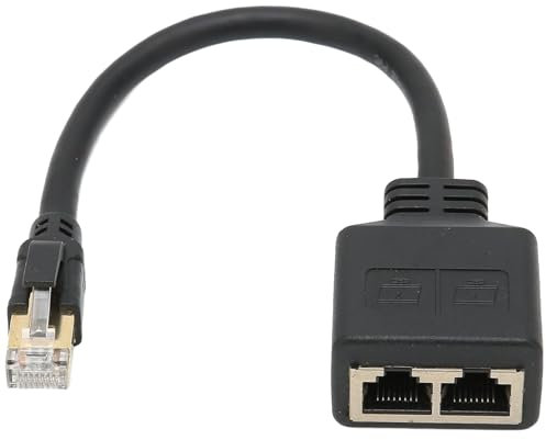 PGKDYC Ethernet Splitter 1 to 2, Gigabit RJ45 Network Switch, High-Speed 1000Mbps LAN Adapter with Gold-Plated Ports, USB-C Power for PC, PS5, Router & Modem, Compact Cat 6/7/8 Compatible