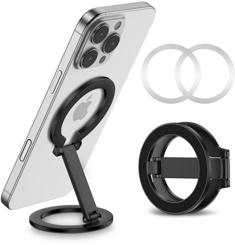 Dual-Side Magnetic Phone Grip for MagSafe, Phone Ring Holder Removable Adjustable Stand for iPhone 17/Air/16/15/14/13/12 Series & MagSafe Case, Samsung Galaxy S25 S24 A16, Fit for Magnetic Car Mount