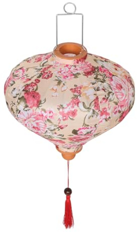 DIYEAH Chinesische Vintage Laterne Seide Mit Floralen Mustern Handgefertigte wasserdichte Hängelaterne Für Outdoor Dekoration Das Mittherbstfest
