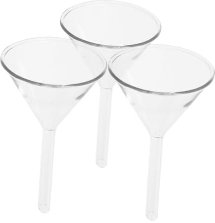 MAGICLULU Embudo de Llenado Científico de Vidrio, Triangular, Boca Ancha 60mm, Paquete de 3 Piezas, Embudo de Filtración para Laboratorio y Uso Industrial
