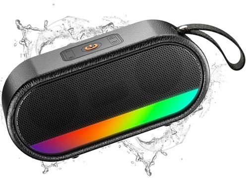 Cassa Bluetooth Portatile Potente, Altoparlante Bluetooth 5.3 con Sonori Stereo HiFi Bassi, IPX6 Speaker Bluetooth con Luce LED, 10H di Autonomia, Chiamata Senza Mani per Casa, Esterno, Viaggi, Nero