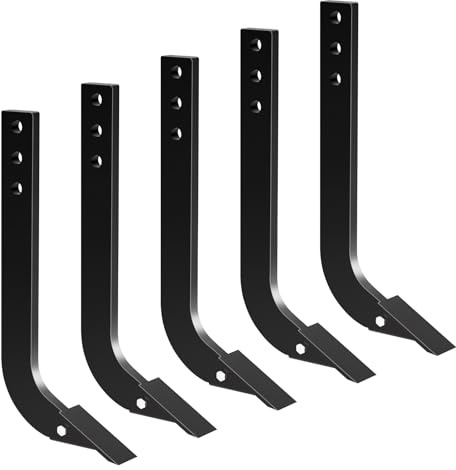 Tolpassa 5PCS Box Blade Shank, 16 Scarifier Shank, 3 Holes Box Scraper Shank, Ripper Shank with 7PCS Removable Tapered Teeth and Pins, Adjustable Shanks Assembly for Replacement, Digging, Plowing