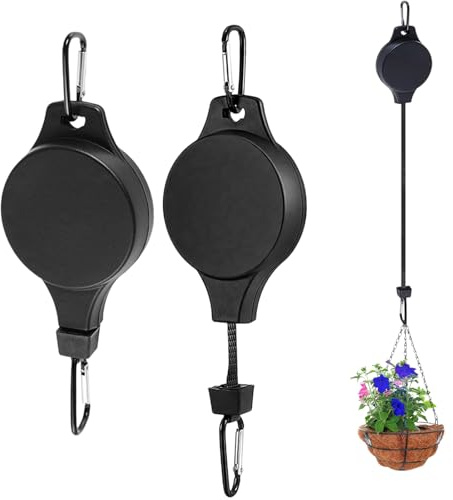 Thapncow 2 Pièces Poulie télescopique pour suspension de plantes, crochet pour suspension de plantes, Poulie Suspendue Rétractable, pour suspendre des paniers de fleurs en intérieur et en extérieur.