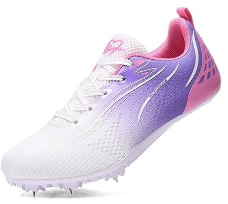 sekiueo Zapatillas De Atletismo para Hombre Mujer Niño Y Niña Ligeras con 7 Clavos para Carreras Saltos,Púrpura,35 EU