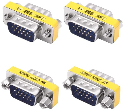 YARCHONN DB15 VGA Gender Changer Coupler 15 Pin Solderless Cone | 4 pcs DB15 Converter, D-SUB HD 15 pin Serial Cable Coupler, for PC Monitors Projectors