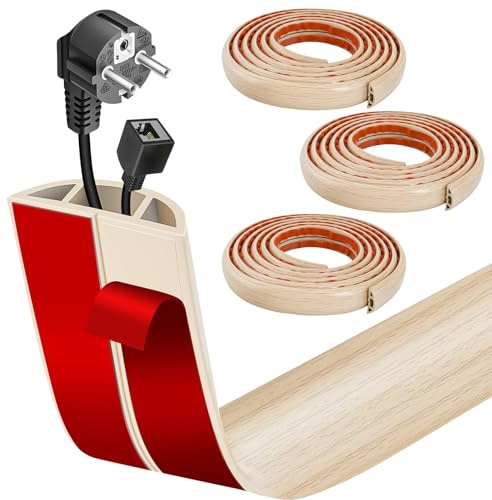 Kabelbrücke Flexibler Klein Kabelkanal, 3M X 3CM Holzmaserung Kabelkanal Boden Flach, PVC Aussenbereich Bodenkabelschutz für Büros Wohnungen Lagerhallen Hotels Cable Duct Lager