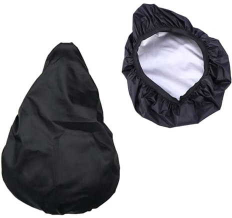 Supvox Fahrradsattelschutz 2 Stück Polyester für Kinder und Frauen | Schwarze Satteldecke, Elastischer Kordelzug mit Sicherem Halt, gegen Regen und Feuchtigkeit