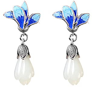 Orringexquisito Naturale di Giada etio Orchidee Orchidee Gioielli in Stile Etnico Classico per Donne Ragazze