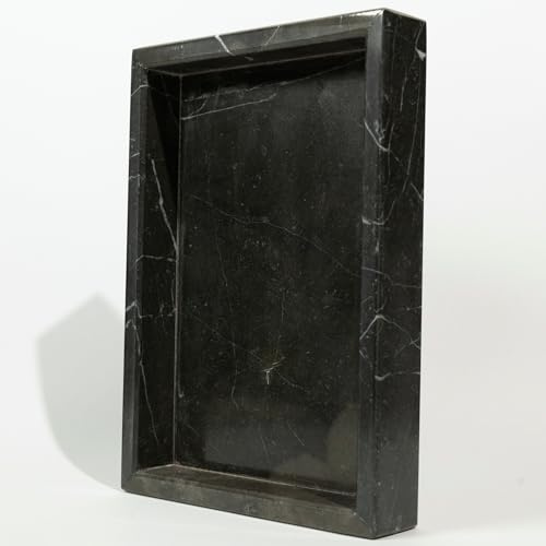 Piedra Viva Marmortablett/Marmorplatte Schwarz – Handgefertigt aus echtem Marmor, rechteckig, vielseitig für Badezimmer, Küche & Wohnbereich