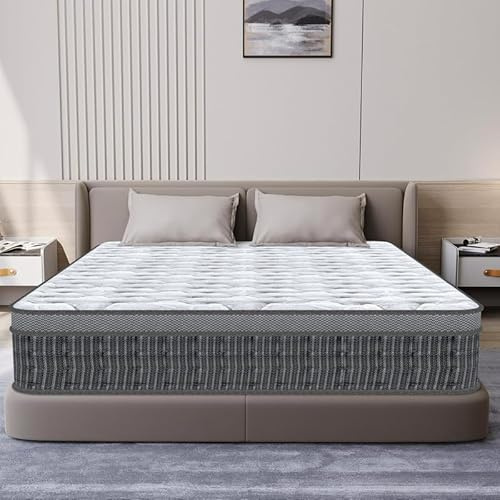 Matelas 160x200 cm, Matelas à Ressorts Ensachés et à Mémoire de Forme, Épais 26cm, Hybride matelas Certifié Oeko-Tex, Ergonomique 10 Zones de Confort, H3 Moyenne Ferme, Soutien Parfait, Respirant