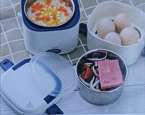 SCALDAVIVANDE ELETTRICO 1,2 LITRI GL71214 CON PORTA UOVA SCOMPARTI IN ACCIAIO SCALDA CIBO VIVANDE