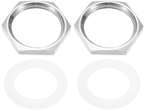 M METERXITY Hex Lock Nut (G 1 Inch Female Thread) 2 PCS - 304 Stainless Steel Thin Pipe Fitting Locknuts & with Silicone Washer, Apply to Kitchen Sink Plumbing/Bathroom Basin